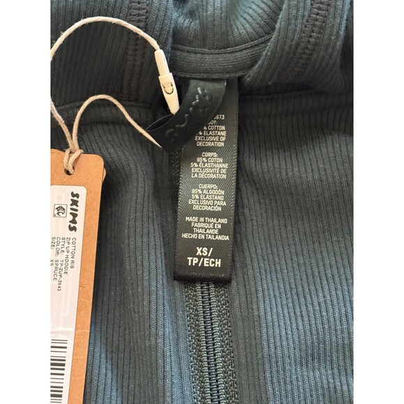 Skims Cotton Rib Zip Up Hoodie Spruce Size XS - Picture 11 of 12
